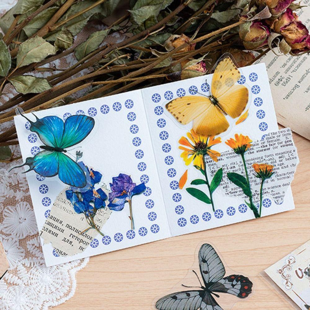 40PCS Colorful Butterfly Scrapbook Sticker Vintage Mobile Sticker Stationery Sticker Scrapbooking
