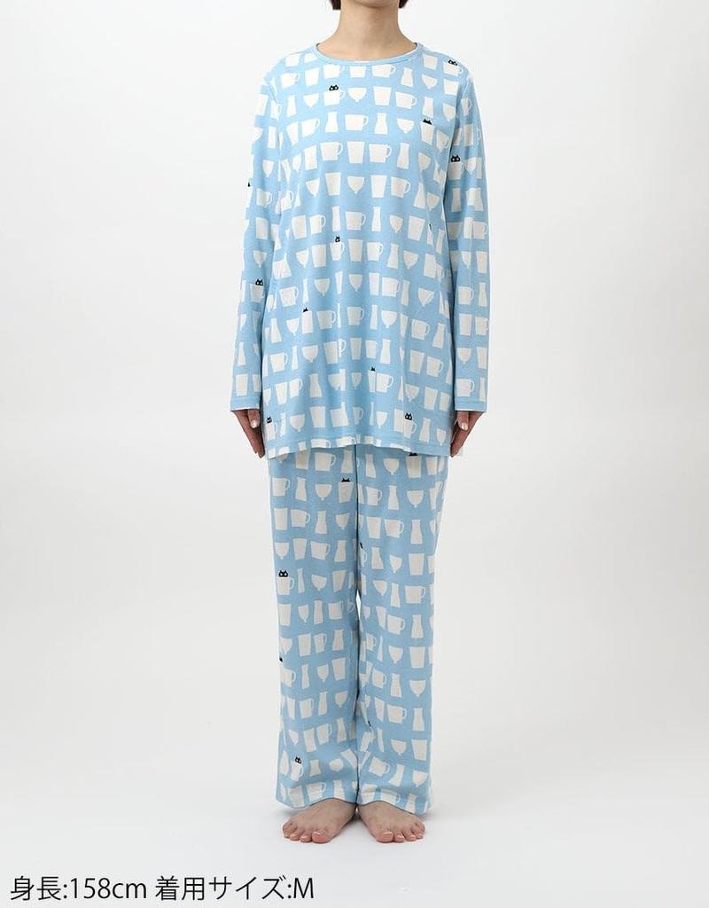 Wacoal RELAX SLEEP Atsuko Matano Long Sleeves and Cotton Size IV L & Pajamas, Pants, 100% (Smooth Material), (HDX547)