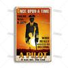 Artisian Flying Metal Sign Pilot Tin Poster Flight Attendant Decorative Plate Wall Decor Garage Bar Pub Club Hotel Cafe Kitchen