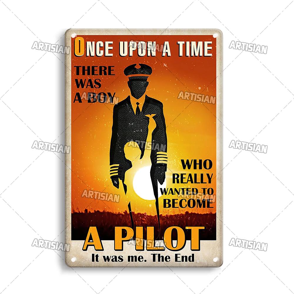 Artisian Flying Metal Sign Pilot Tin Poster Flight Attendant Decorative Plate Wall Decor Garage Bar Pub Club Hotel Cafe Kitchen