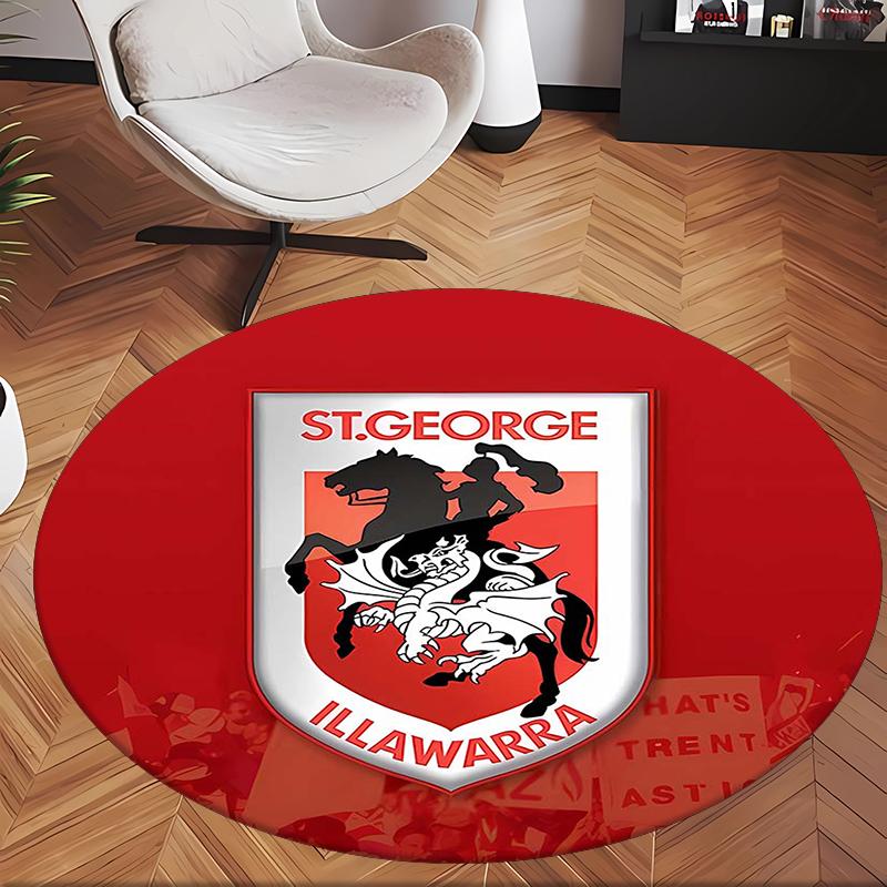 St George Illawarra Dragons (14) Runder Büroteppich Dekorativer Bodenteppich für Büro Schlafzimmer Wohnzimmer und Wohnbereich