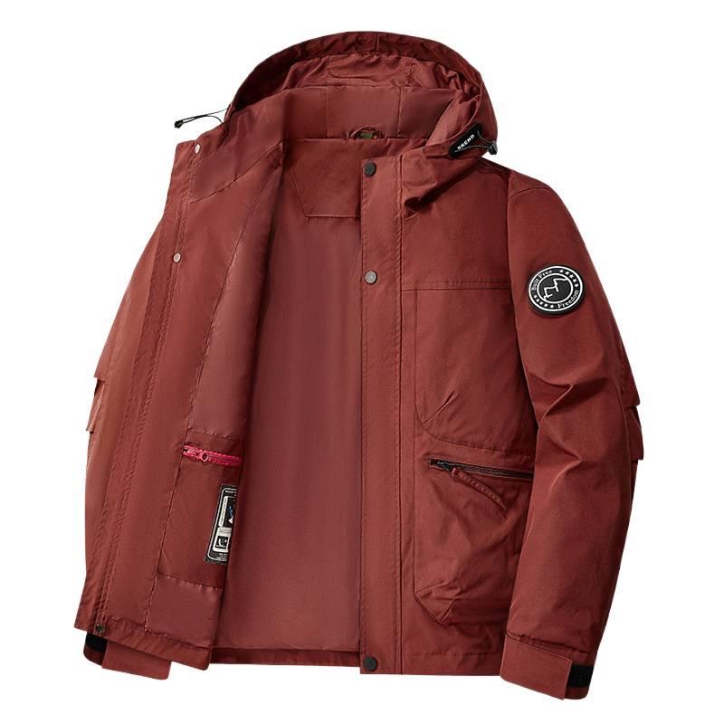 Winddichte Kapuzenjacke mit Fleecefutter, Arbeitsmantel mit mehreren Taschen, Lässiger lockerer Schnitt für Frühling und Herbst, Ideal zum Angeln und Fotografieren.
