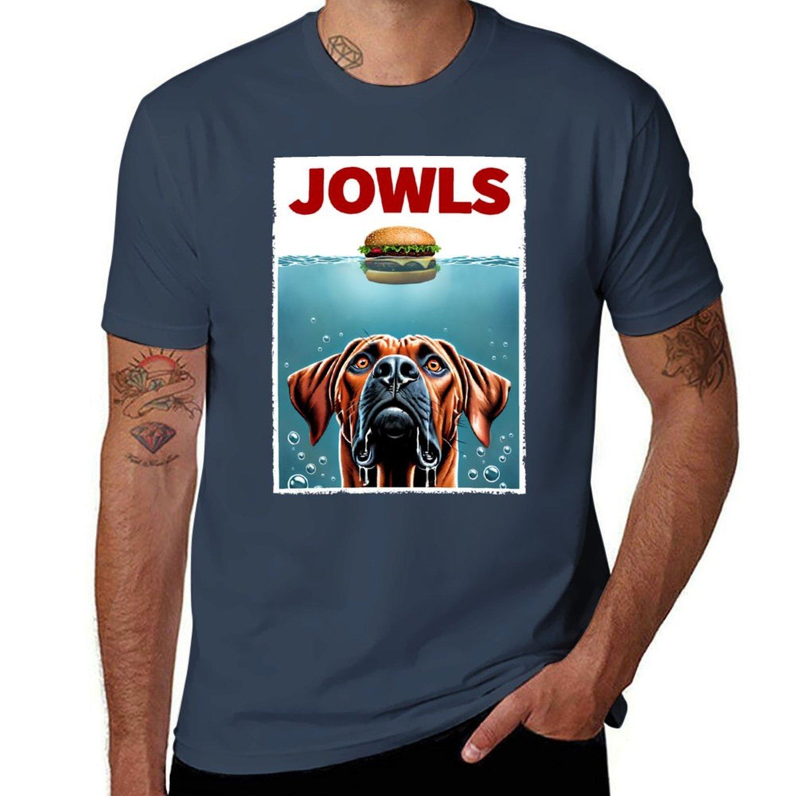 Funny Rhodesian Ridgeback And Hamburger Parody Jowls Dog Lover Tshirt Soft Cotton Print Tshirt S