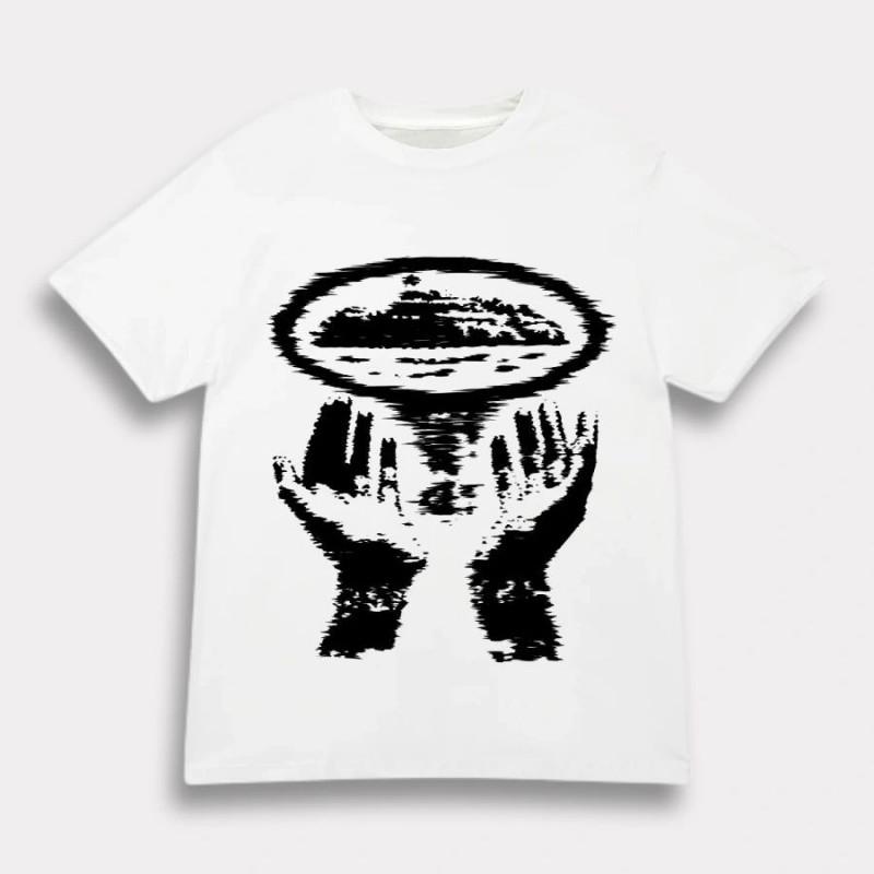 Unisex Streetwear Graphic Print Cotton Tee Loose Fit Short Sleeve Crew Neck T-Shirt Men Women