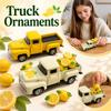 Vintage Yellow Lemon Truck Resin Ornament - Retro Alloy Car Figurine for Home Shelf Decor
