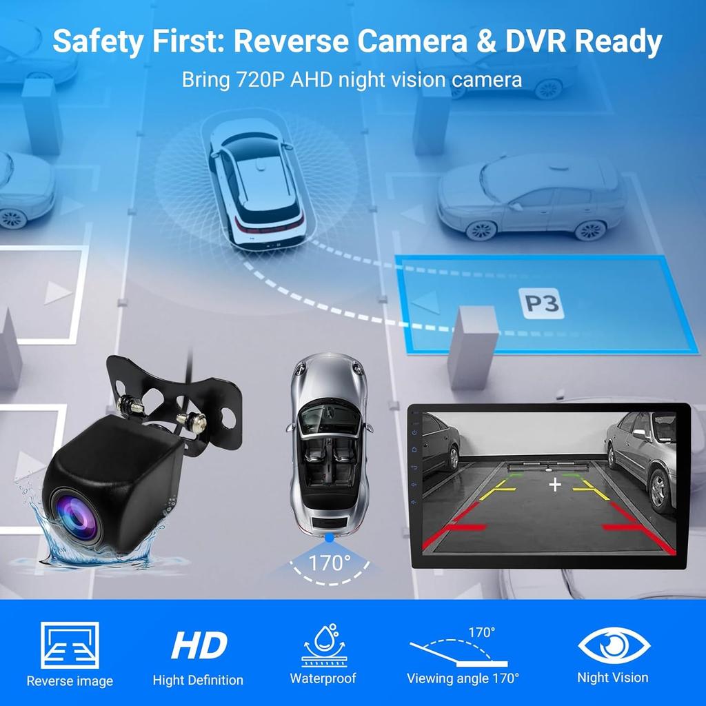 7' HD Double Din Car Stereo with CarPlay, Android Auto, Bluetooth, GPS, Backup Camera, 2+64GB, Voice Control