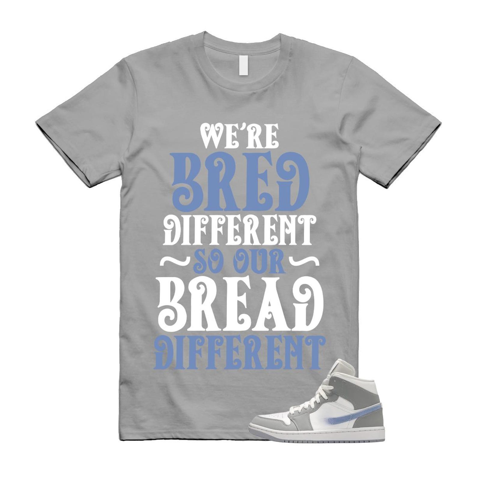 1 Wolf Grey Aluminum Blue White Mid T Shirt Match BREAD 3XL