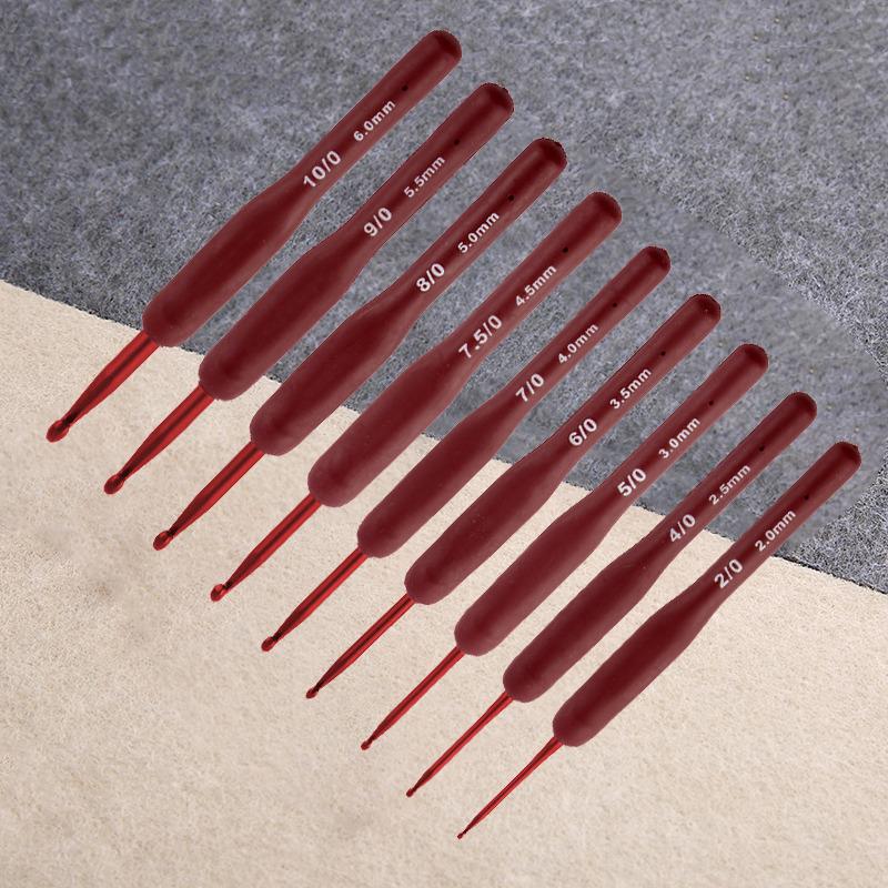1/9PCS Crochet Hooks Kit Red Crochet Hooks Ergonomic Crochet Hook Set Soft Touch Aluminum Crochet Needle 2.0-6.0mm Crochet