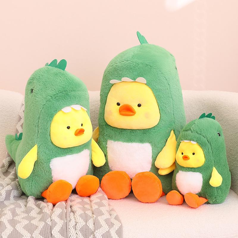 Cute Panda Transforms Into Dinosaur Doll Forest Animal Elephant Rabbit Plush Doll Children Sleep With Little Yellow Duck