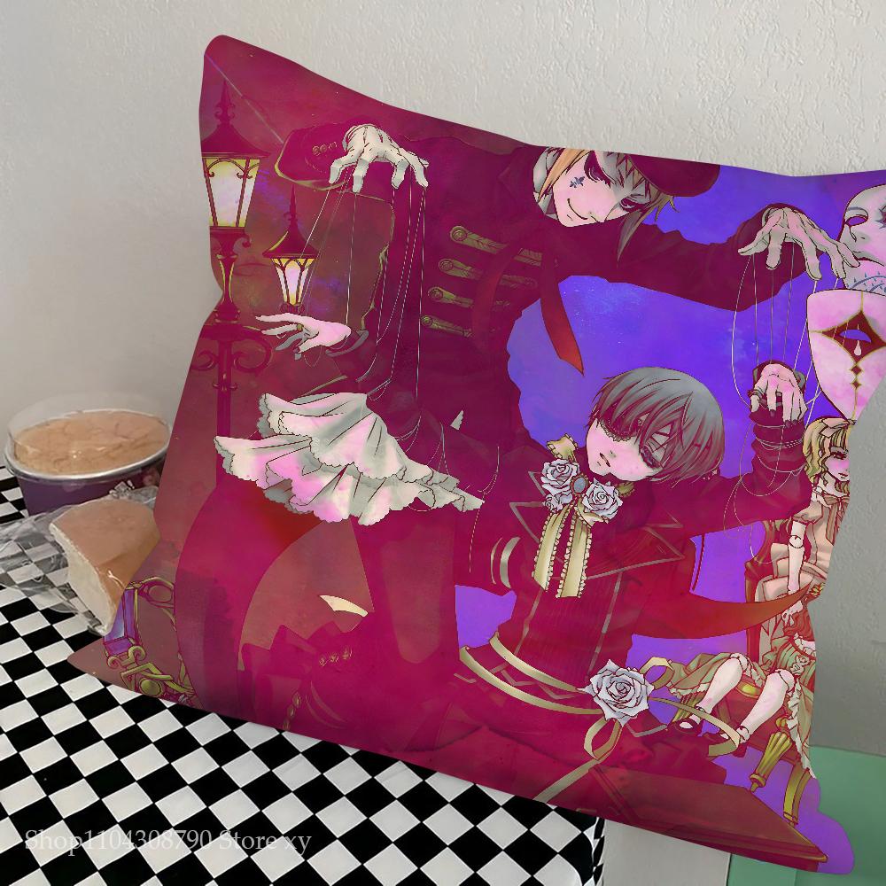 Black Butler Anime Kuddfodral Mode Fyrkantigt Kuddfodral Sovrum Soffa Rum Ins Dekoration Fritid Kuddfodral 40x40