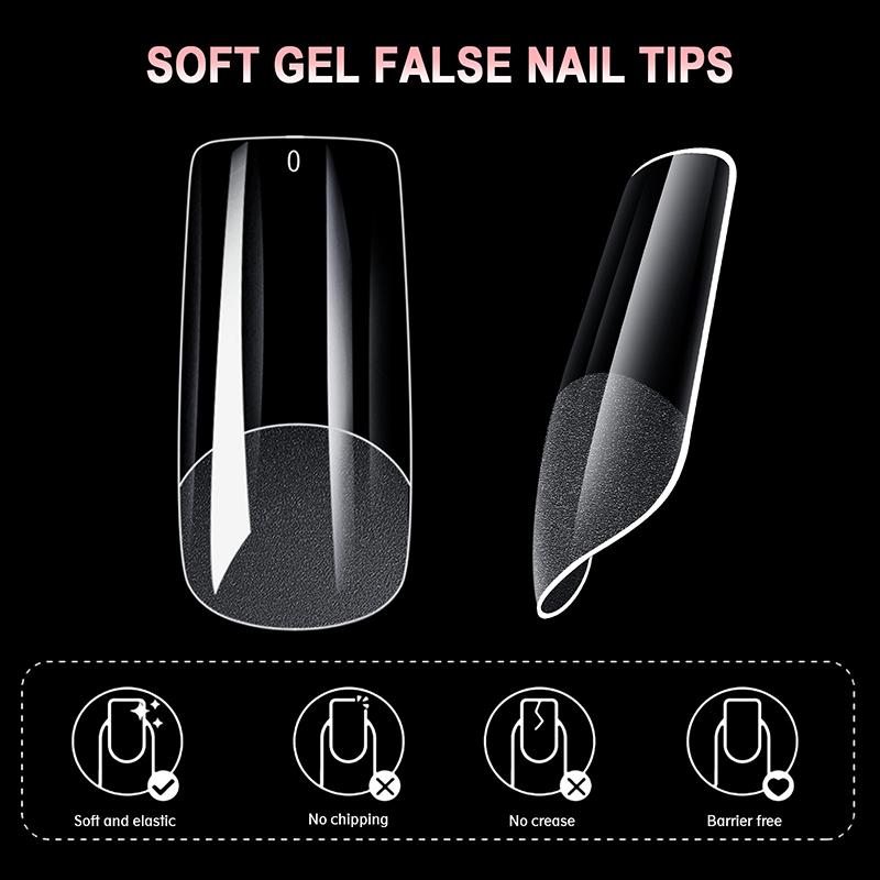 600Pcs/Box Fake Nails Semi-Matte Almond Coffin Full/Half Acrylic Square False Nail Tips For Extension Tip Manicure Tool