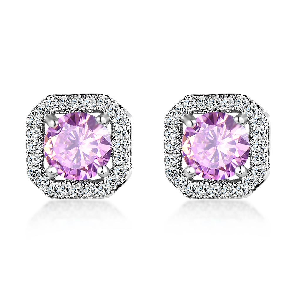 Square Zircon White Womens Earrings of High Quality