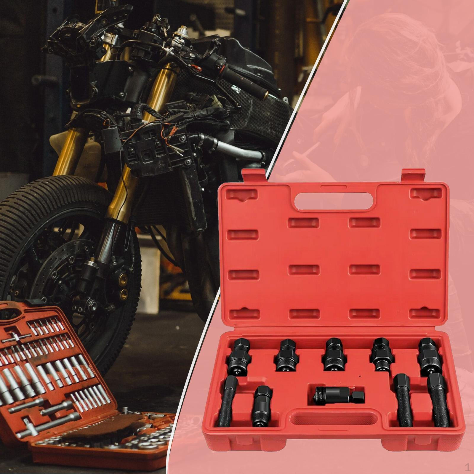 

Motorcycle Flywheel Puller Set Red Box Garage Equipment Easy Use Replacement Professional