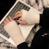 New Solid Color Winter Half Finger Gloves Women Girls Mink Fleece Plush Knitted Soft Finger-less Gloves Wrist Mittens Writing