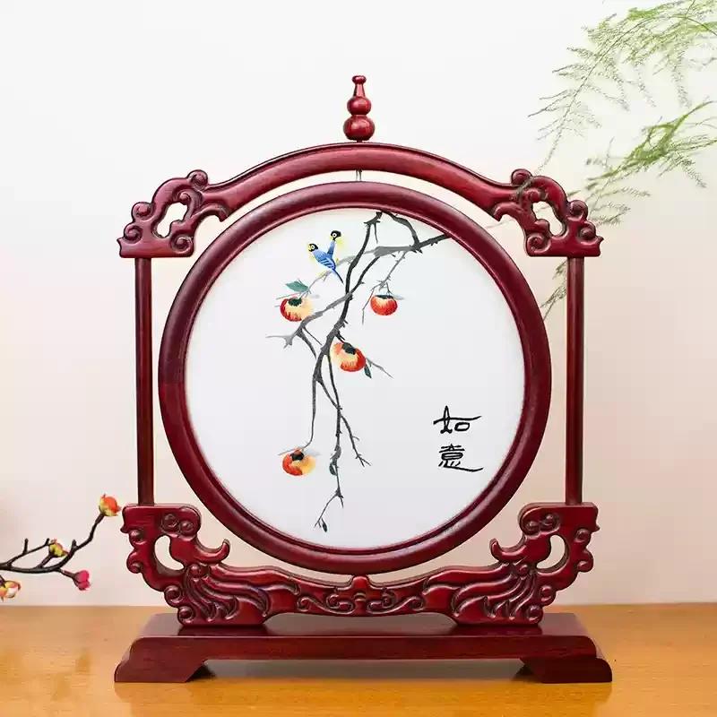 Suzhou Embroidery Living Room Decoration Advanced Sense Of Handicraft Office Decorative Screen Light Luxury Chinese Home Gift