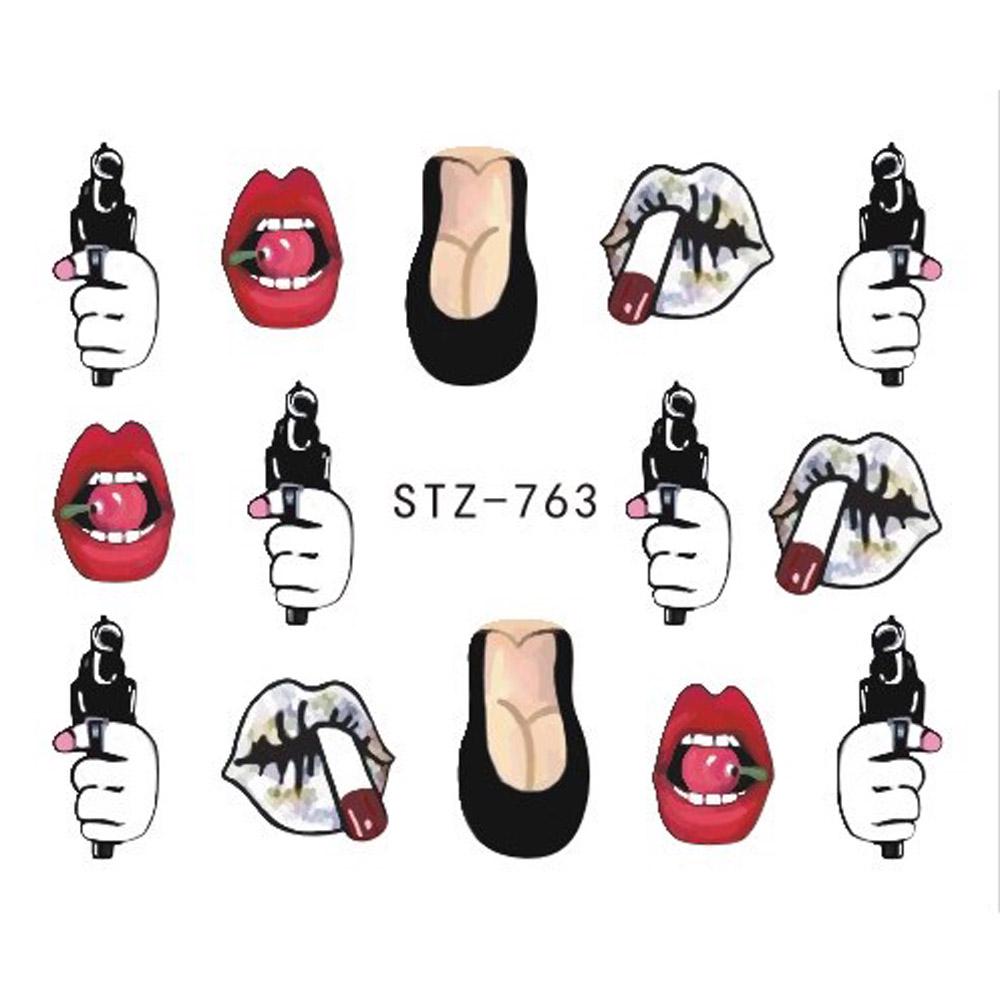 1pcs Nail Stickers Sexy Lips Cool Girl Water Decals Wraps Cartoon Sliders For Nail Decoration