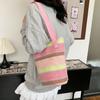 2025 Frühling und Sommer neue Regenbogenstreifen Kontrastfarbe Schulter-Webtasche große Kapazität Mode Eimertasche