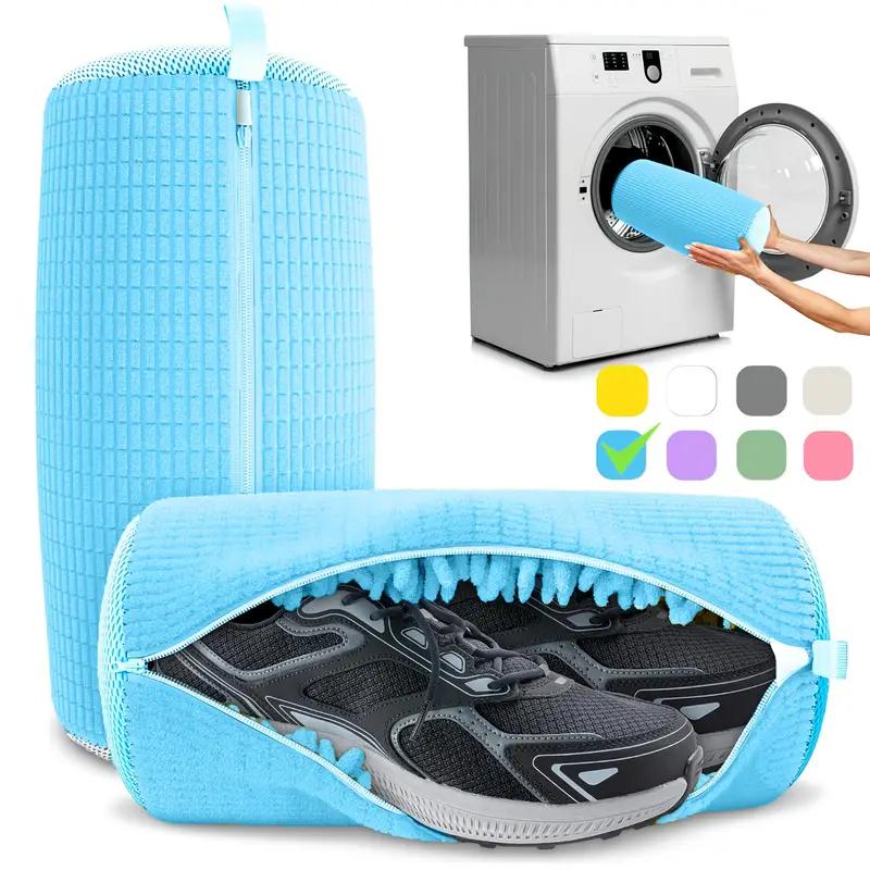 

Модный мешок для стирки обуви Мешок для стирки с застежкой-молнией Мягкая подкладка из шенилла Пушистая набивка Повседневные мешки для стирки обуви синий