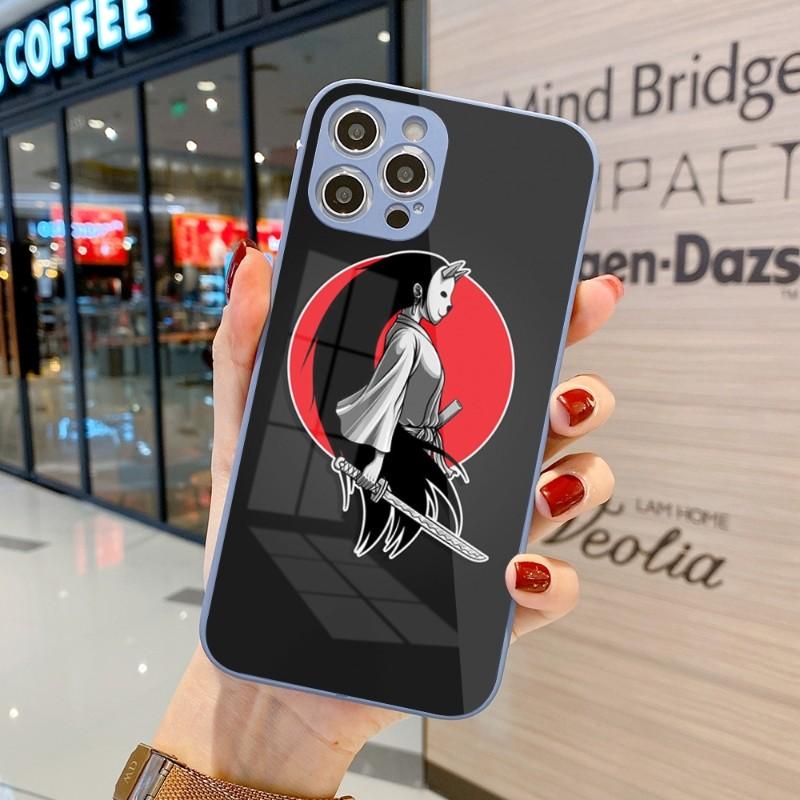 Samurai Gril Women Phone Case For IPhone 14 13 12 11 Pro Max X XR XS 8 7 Plus Liquid Glass Color Phone Cover