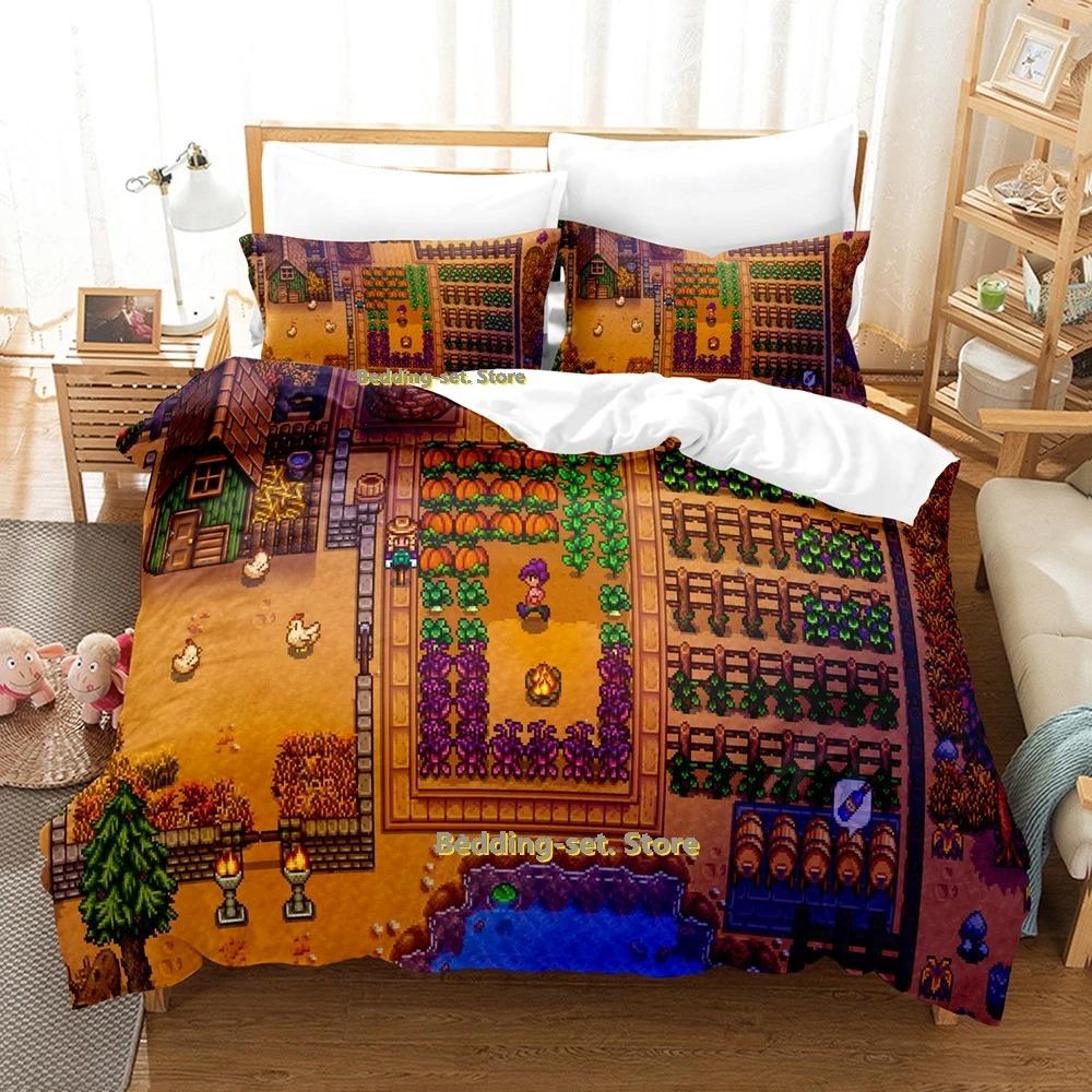 Stardew Valley Bedding Set Single Twin Full Queen King Size Bed Set Adult Kid Bedroom Duvetcover Sets Game Bed Sheet Set
