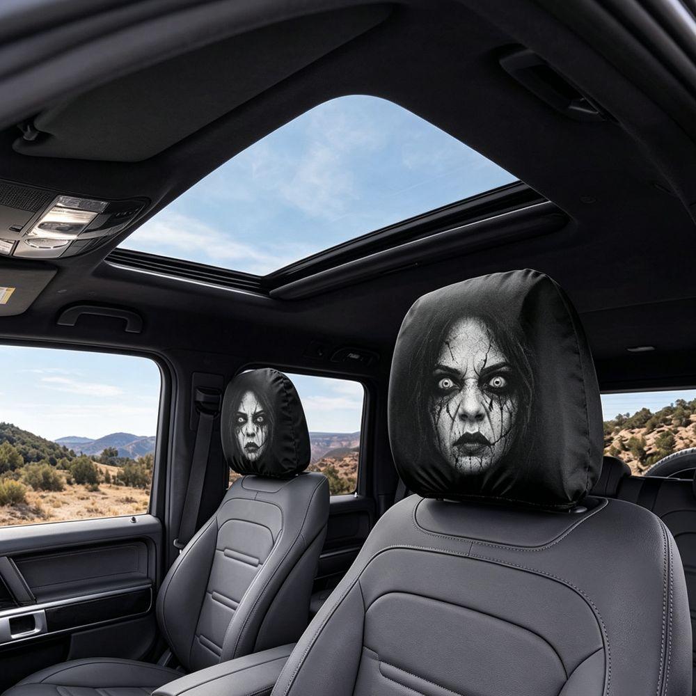 2 Pcs Ghost Headrest Covers Halloween Accessories Car Seat Headcover Car Headrest Covers Halloween
