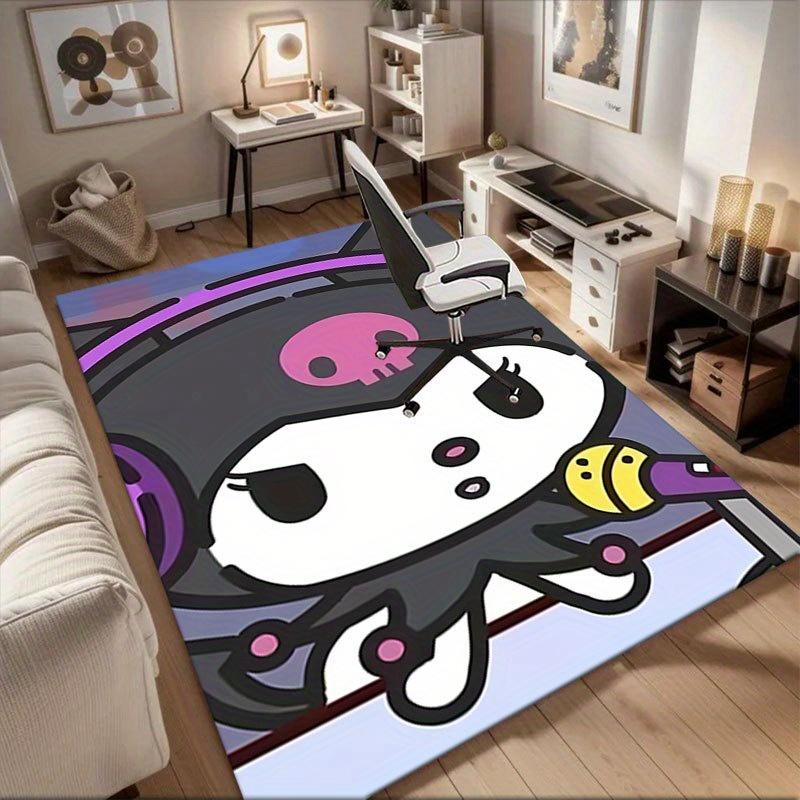 1pc Sanrio Kuromi Mermaid Printed Office Carpet Rectangle Rug Under The Table,Perfect Room Decor for Living Room, Bedroom, Kitchen, Non-slip Floor Mat