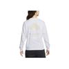 Nike Sportswear Letter Floral Print Crew Neck Long Sleeve T-Shirt Women Tops White FJ9761-100