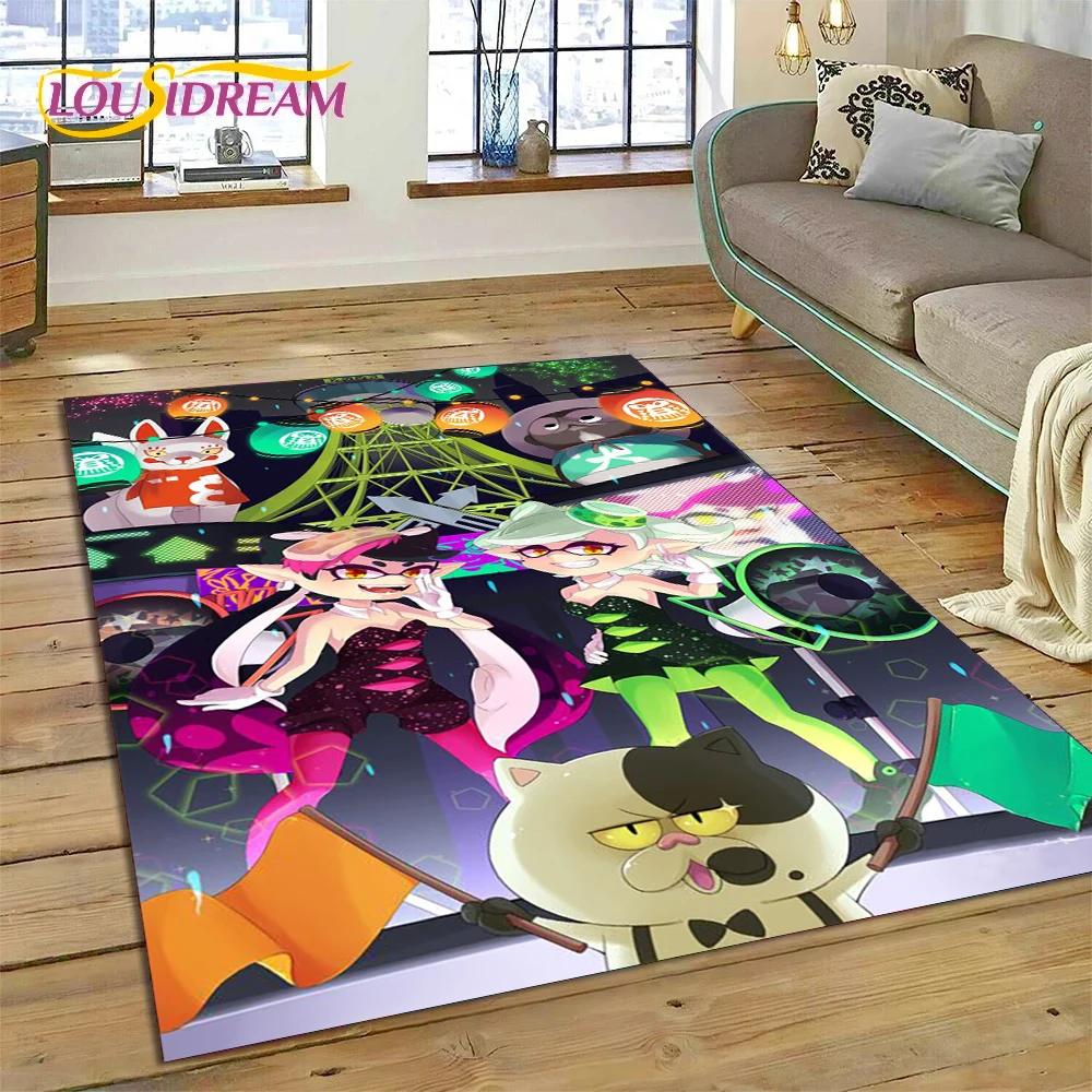 Tappeto Gioco Cartone Animato Splatoon3 PC Gamer per Camera da Letto Soggiorno Decorazione Casa Divano, Tappetino da Pavimento Decorativo Grande Gioco per Bambini Regalo