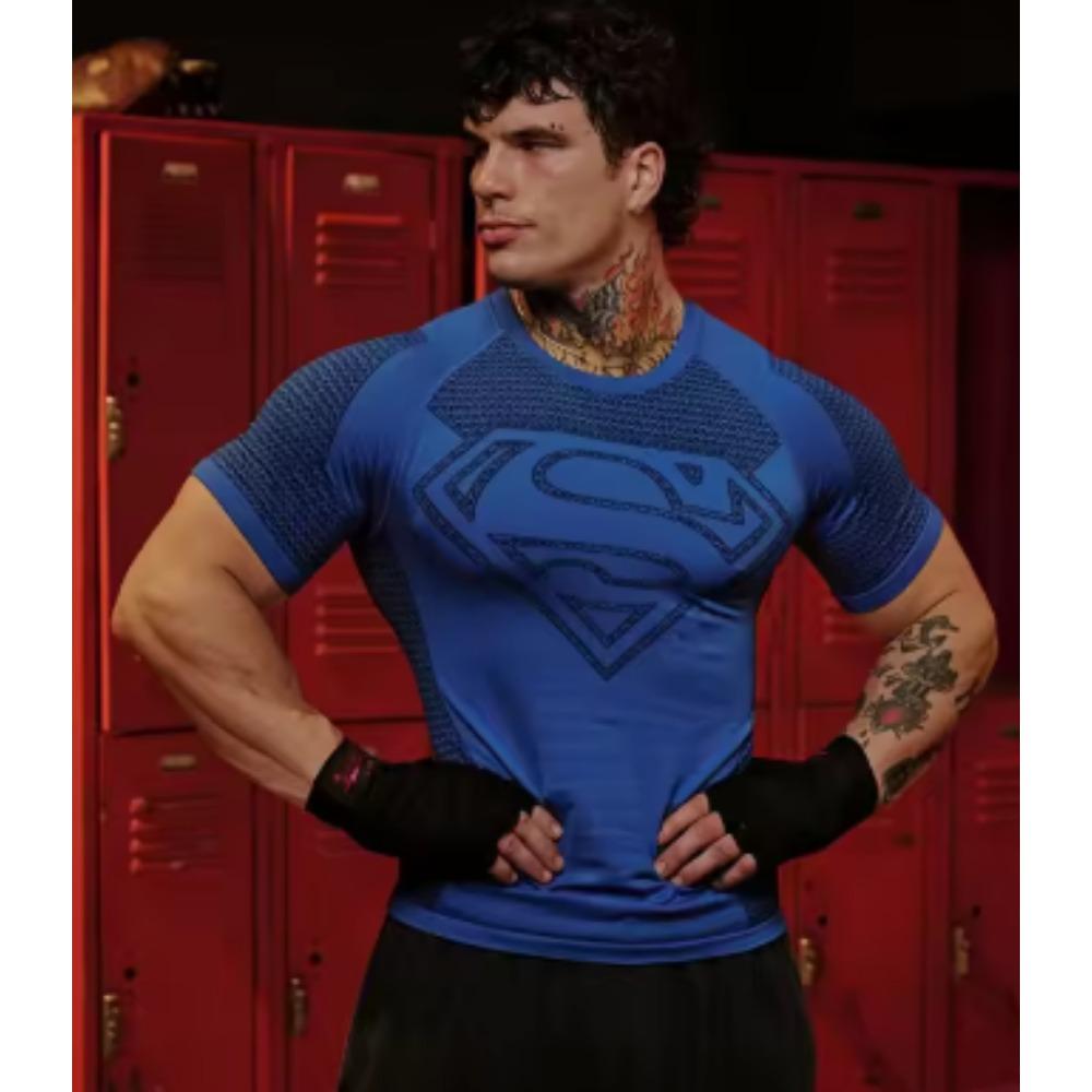 2025 YOUNGAL Neue Herren Fitness T-Shirts Kleidung Sport T-Shirt Leggings Hohe Elastizität Training Kurzarm Fitness Mann Kleidung