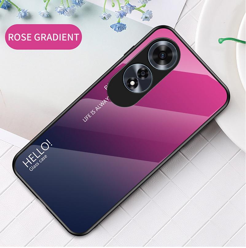 Gradient Tempered Glass Protect Case for OPPO A60 A79 A18 A38 A98 A78 A58 A17 A16 Glossy Back Cover