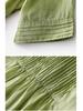 2024 Summer Women's Cotton-Linen V-Neck Pleated Retro Dress