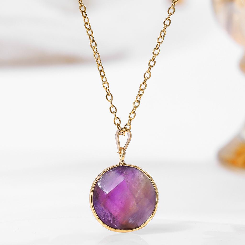 Natural crystal pendant, cut surface, amethyst necklace, semi precious gemstone necklace, Bohemian jewelry