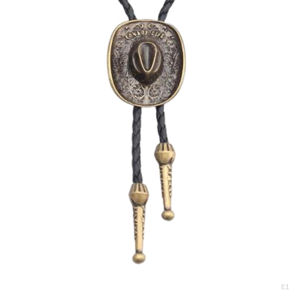 3D Western Cowboy Hat Bolo Tie Vintage Adjustable Gift American Necklace for Halloween Party Men and