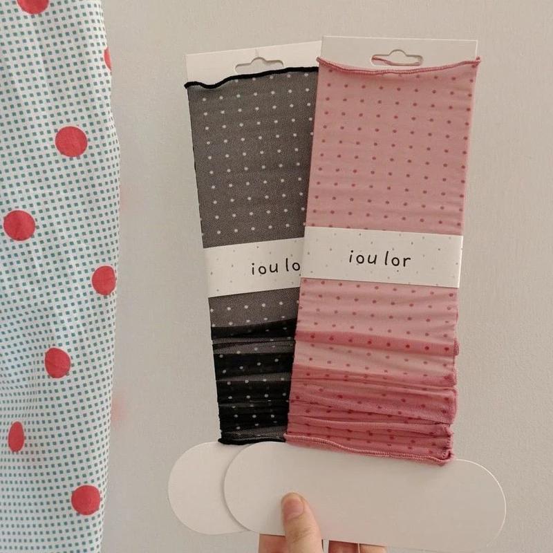 Colorful Women Transparent Ruffle Socks Polka Dot Thin Leg Warmers Foot Cover Soft Lolita Leg Cover JK Girl Leg Warmer Stockings