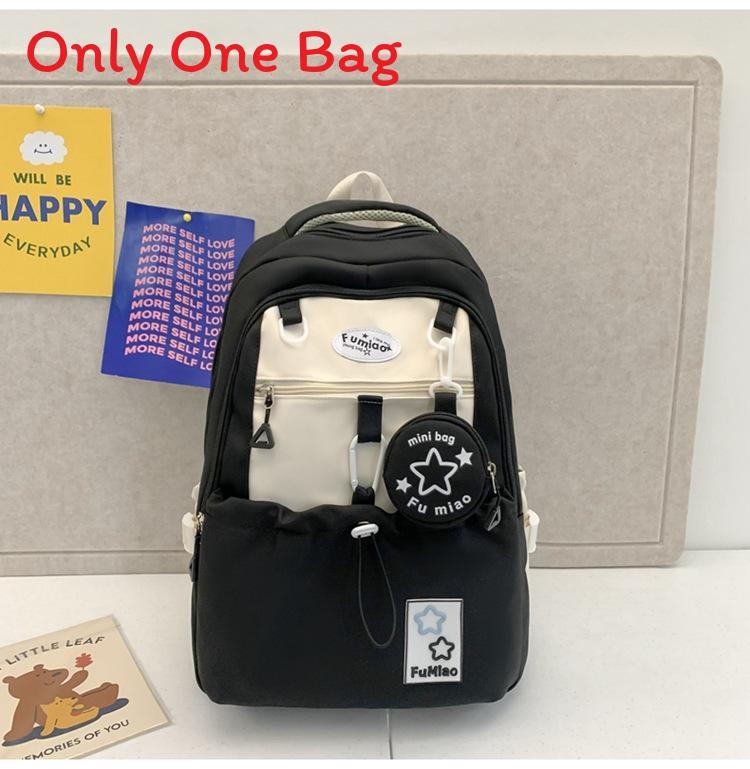 College Student Backpack With Reflective Stars And Spliced Nylon Fabric For School Use чёрный