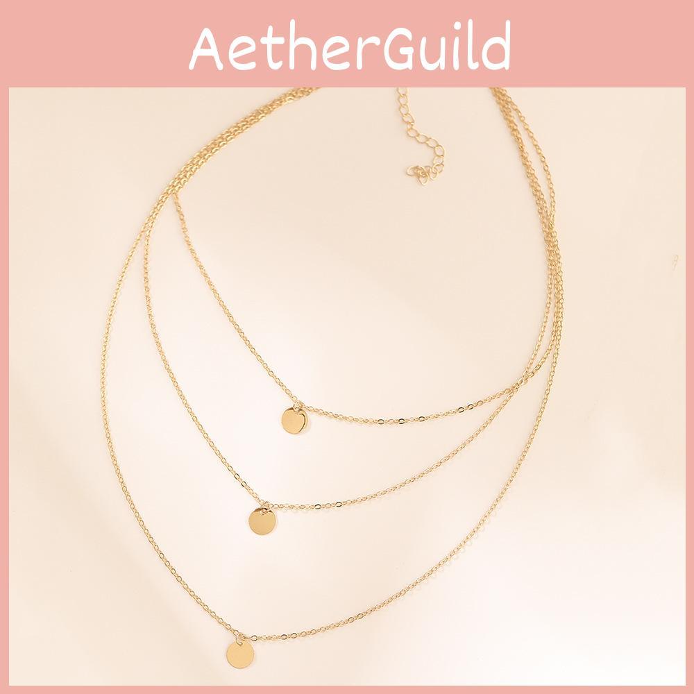 Modern Three Layer Necklace For Women Alluring Geometric Design Beautiful Alloy Choker