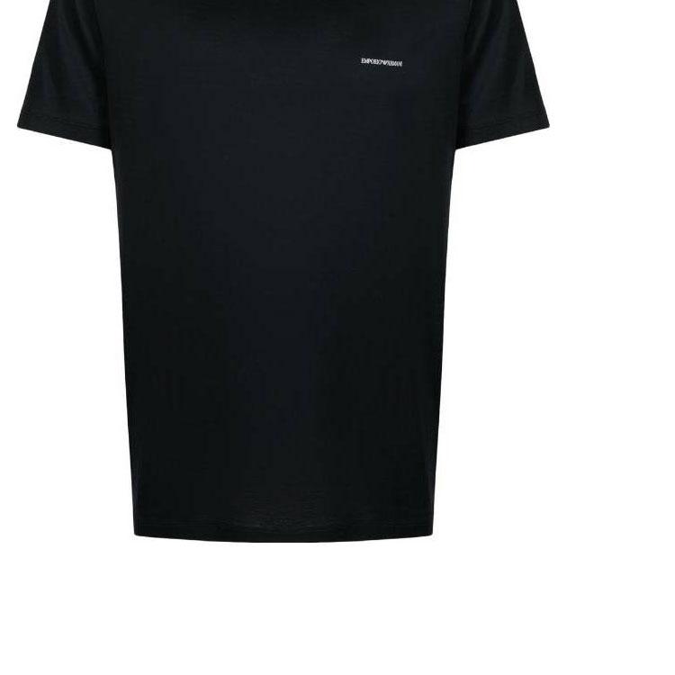 Emporio Armani Fitted Solid Color Letter Print Crew Neck Short Sleeve T-Shirt Men Tops Navy-Blue 8N1TD81JUVZ0920
