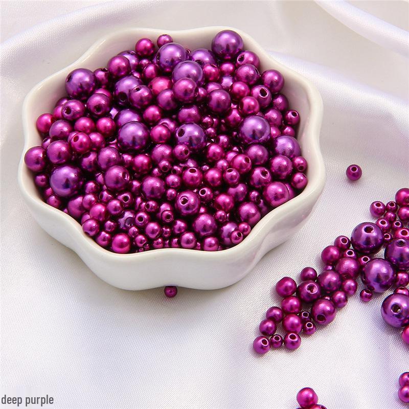 Iridescent ABS Imitation Pearl Round Beads for DIY Decoration and Macaron Makeup Box Filling