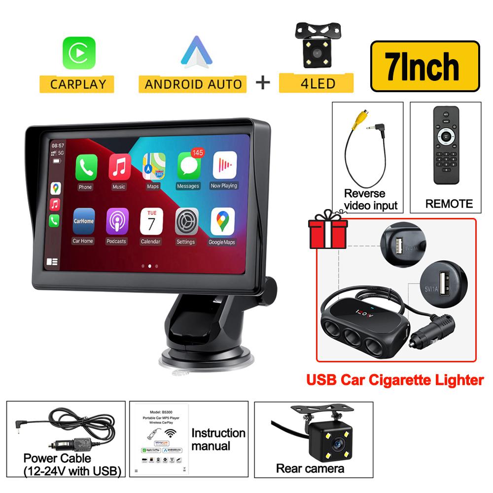 Portable 7 Inch Car Radio Multimedia Video Player Wireless Carplay Android Touch Screen Car Stereo 4.3 Inch Reverse Camera