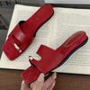 High Quality Square Toe Metal Decoration Flip-flops Women Summer Sexy Clip Toe Beach Shoe Comfort Non-slip Designer Brand Sandal