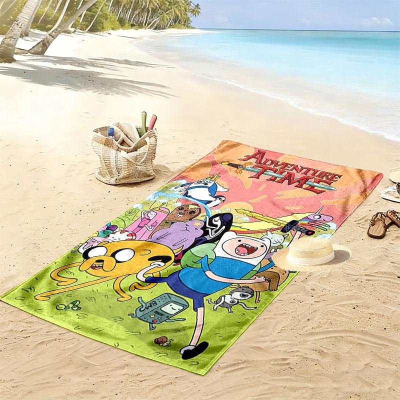 Adventure Time Print Beach Towel, Large Soft Quick Dry Towel for Beach Camping Swimming