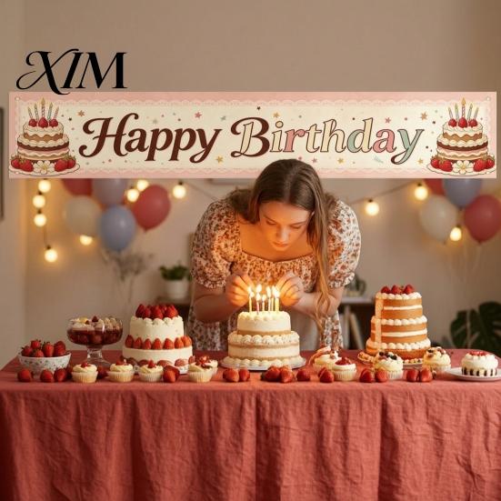 Outdoor Foto Hintergrund Großes Happy Birthday Hof Banner Schild, 70 x 15 Zoll Dekoration Kulisse für Jungen Mädchen Partyzubehör Wandbehang Innen