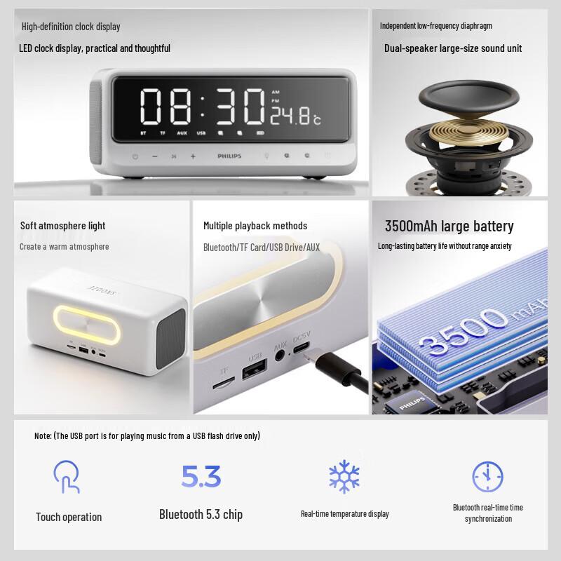 Philips TAS3609 Bluetooth Speaker Alarm Clock