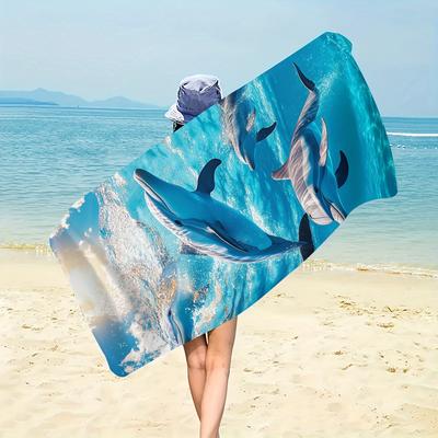 Dolphins In Blue Ocean Bath Towel - Soft, Super Absorbent & Vibrant Underwater Design for Everyday Use & Relaxing Bath Moments