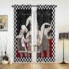 Küchenutensilien Karomuster Schwarz Weiß Vorhänge für Schlafzimmer Wohnzimmer Vorhänge Küche Kinderzimmer Fenstergardine Moderne Heimdekoration