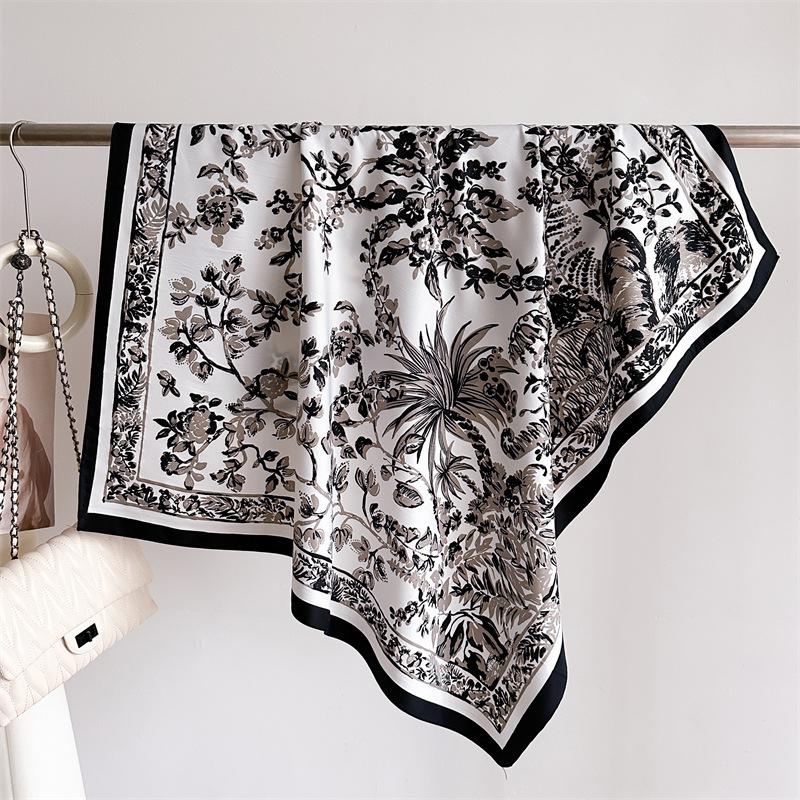 

Женский Дизайн Цветочный Принт Квадратный Платок Популярные Шарфы Модель Повязки на Голову Шелк Хиджаб Обмотки Бандана 90X90См Пляжная Шаль Галстук Сумка One Size