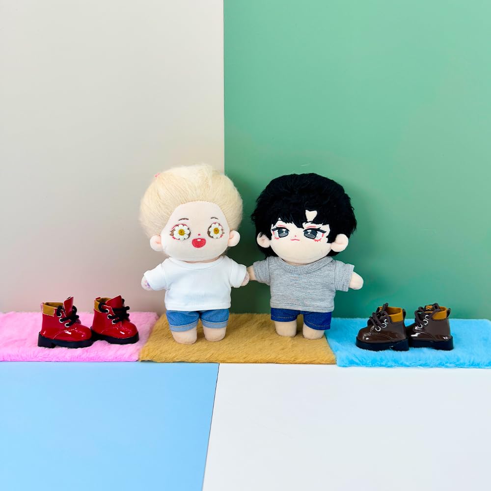 niannyyhouse 15cm Plush Shoes, 16 BJD Doll, High-Heeled Leather Shoes, 5cm Shoe Length, Dress-Up, Cotton Doll, Accessories (Black)