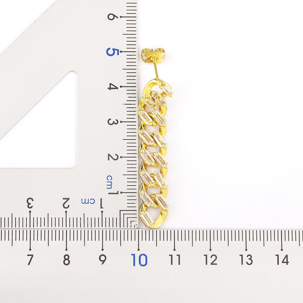 Nidin Fashionable Geometric Chain Pave Zircon Earrings For Women Sweet Personality Long Earrings Jewelry Party Gift