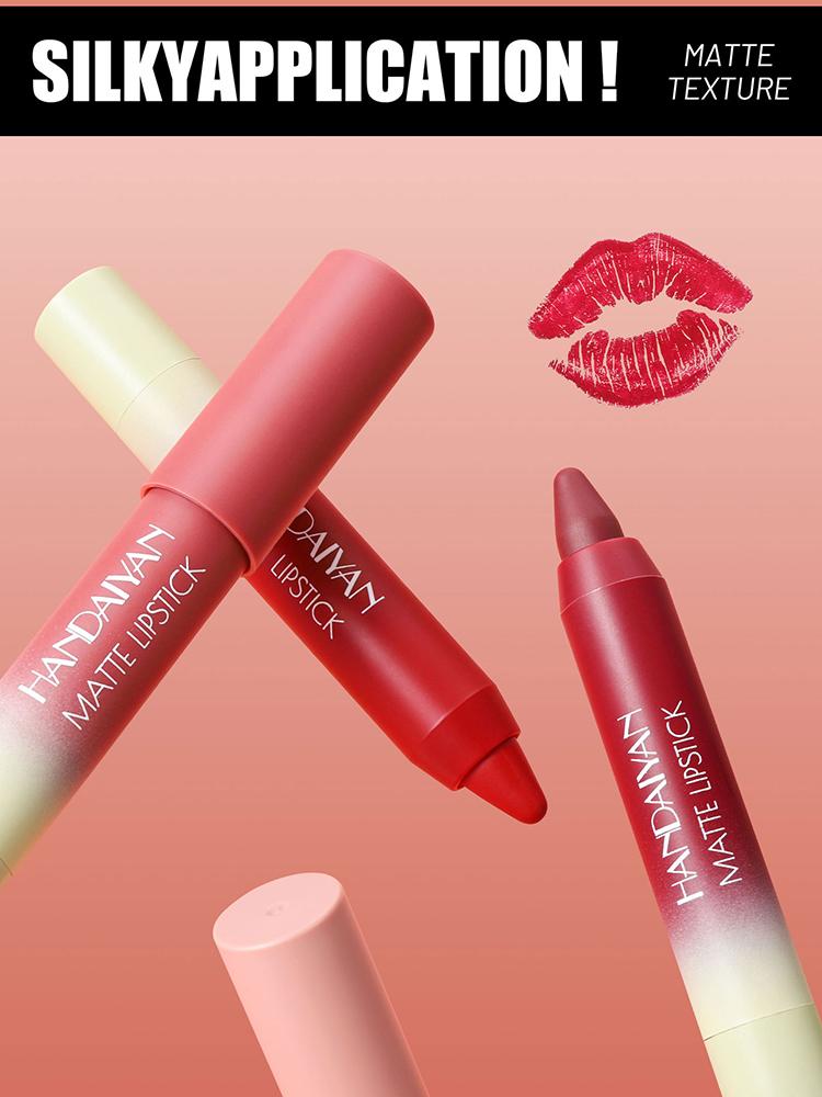 Nude Series Velvet Matte Lipstick Pencil Waterproof Long Lasting Red Lip Stick Non-Stick Cup Makeup Lip Tint Pen Cosmetic Makeup