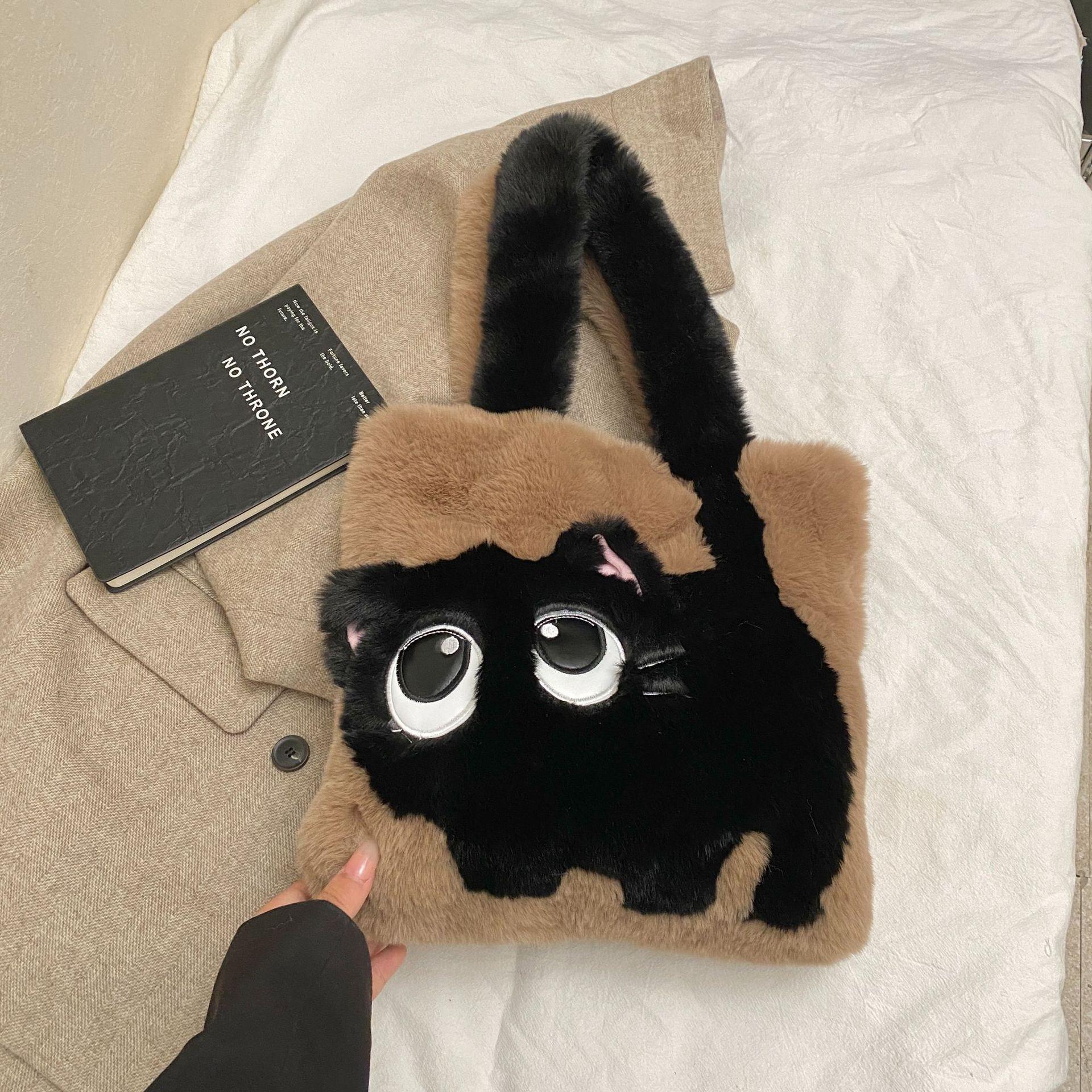 

Милая плюшевая сумка-тоут под мышкой для通勤, осень 2025, новый нишевый дизайн, красивая наплечная сумка коричневый